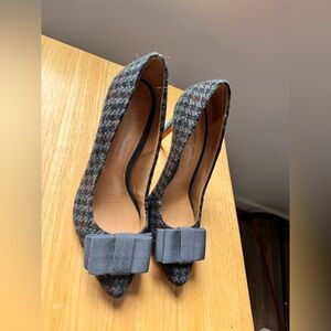 Antonio Melani Caylee Green Blue Wool Plaid Bow Pointed Heels Womens 6M Pump